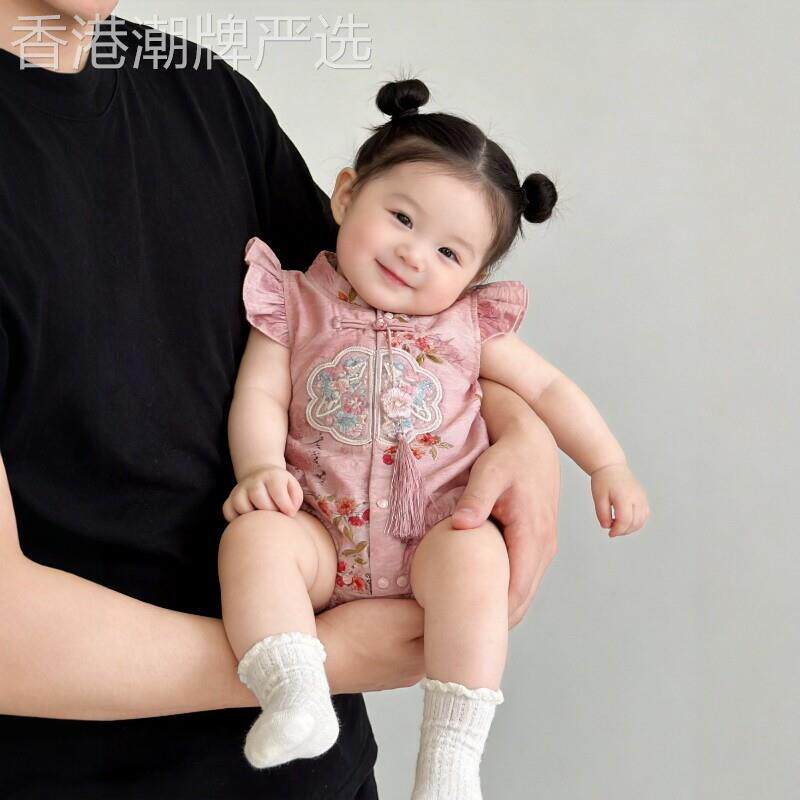 法国BADNUT婴儿夏季2026新款衣服薄款包屁衣周岁女宝宝新中式礼服