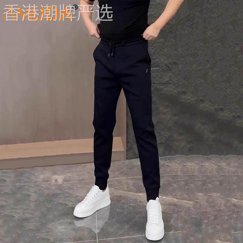 高端休闲加绒卫裤男士2026新款冬季潮流男裤修身束脚运动裤子男款