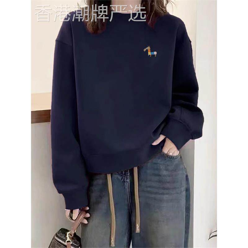 纯棉短款卫衣女装2025新款秋冬无帽小个子外套洋气减龄印花上衣潮