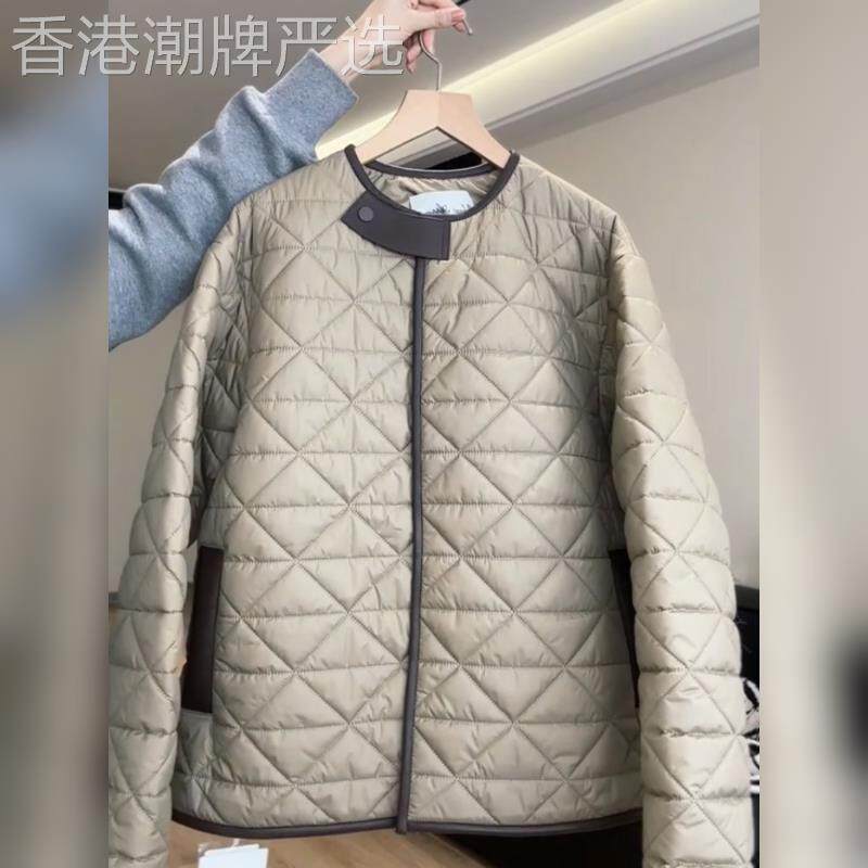 欧货大码菱格棉服夹棉外套女新款2025秋冬宽松廓形高级感轻薄上衣