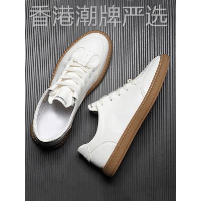 男鞋子秋季透气休闲运动板鞋潮流百搭头层牛皮阿甘潮鞋真皮小白鞋