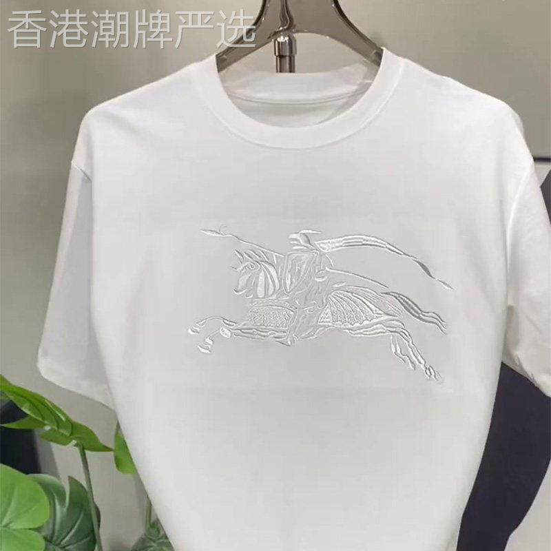 潮牌高端修身男士短袖T恤2026夏季高级感痞帅刺绣圆领半袖上衣服