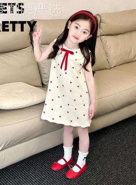 GETS PRETTY女童娃娃领连衣裙夏季2025新款儿童甜美爱心背心裙女
