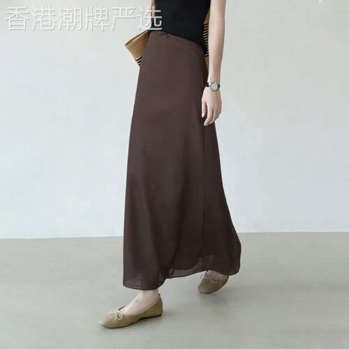 棕色半身裙女2026夏季新款通勤极简风显瘦垂感优雅百搭宽松长裙