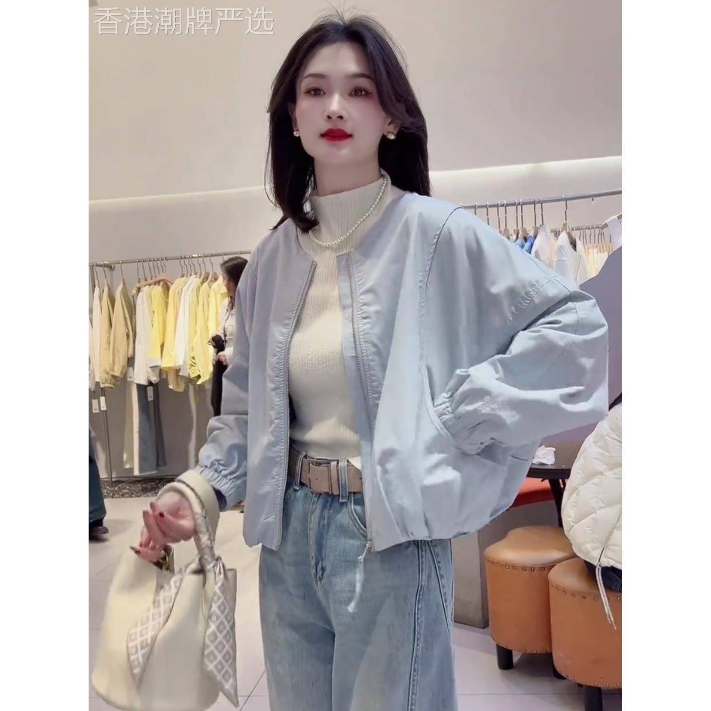 棒球服外套女春秋薄款2025新款高级感小个子短款休闲夹克开衫上衣