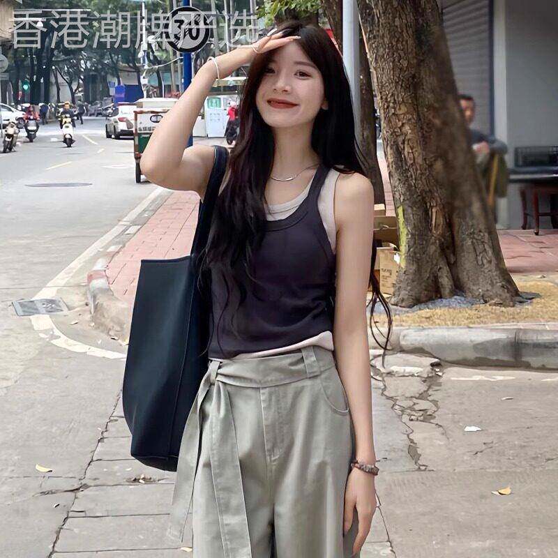 假两件吊带背心女夏季薄款2026新款可外穿修身无袖内搭打底衫上衣