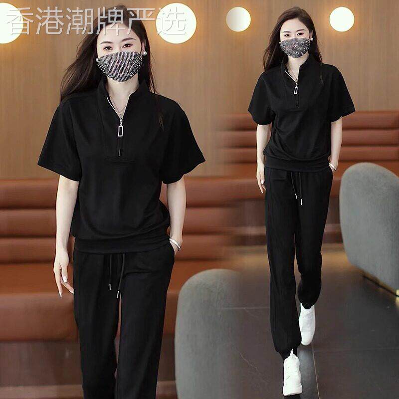 大尺码女装2026夏季新款休闲运动套装洋派胖mm显瘦遮肉短袖两件套