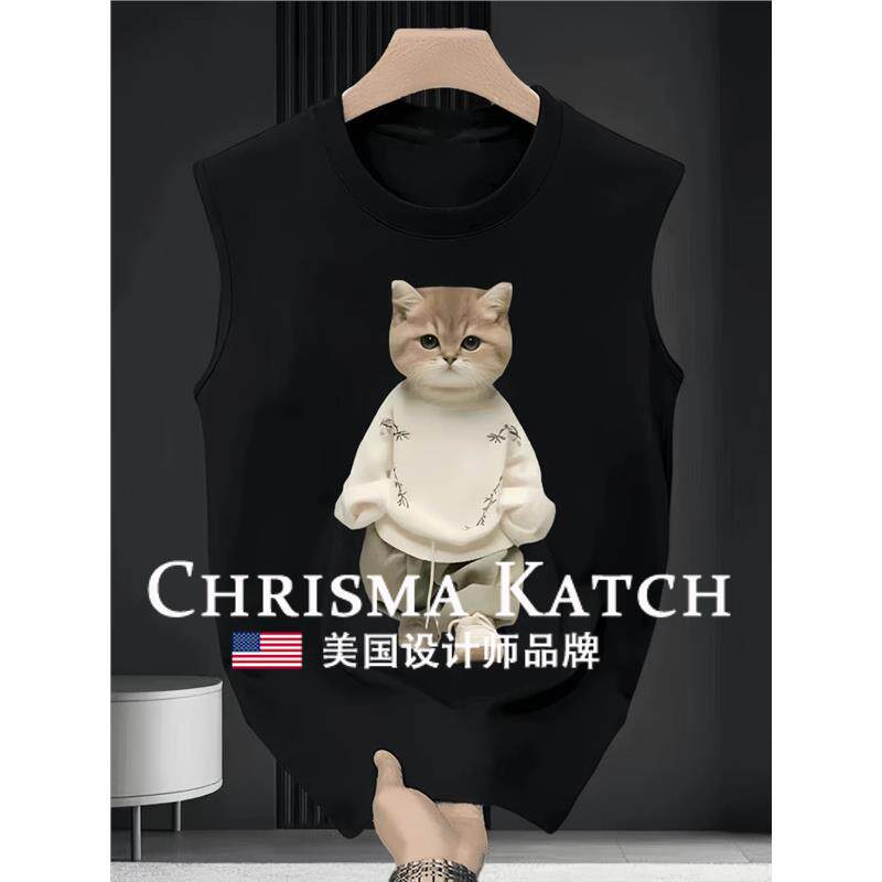 出口美国⭐Chrisma Katch~无袖纯棉篮球背心美式运动坎肩宽松上衣