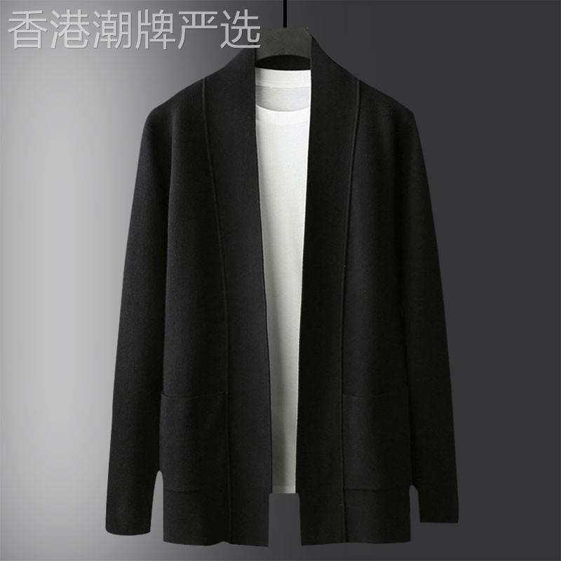 香港春秋新款中长款男士开衫针织衫轻熟风衣薄外套休闲男修身线衣