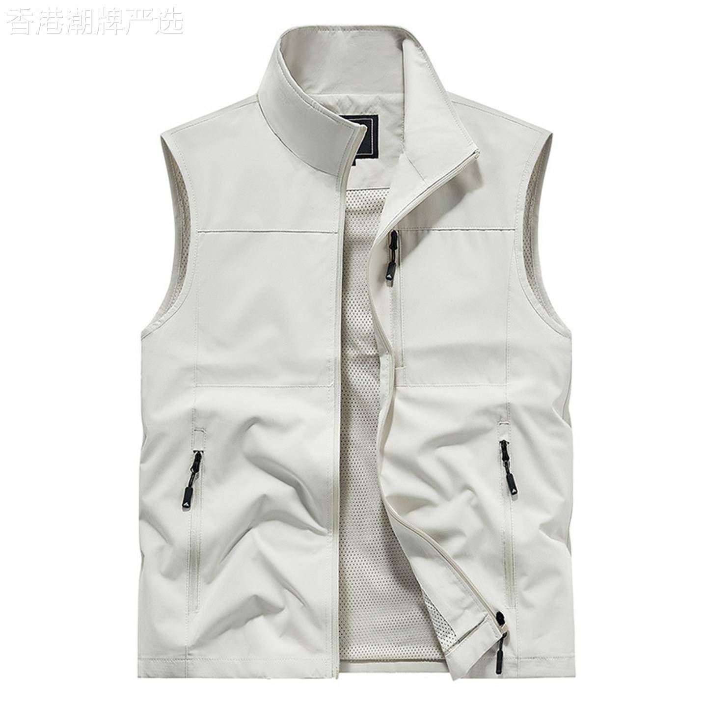 MK正品网眼速干马甲男夏季薄款高端休闲户外多袋钓鱼中年男士背心