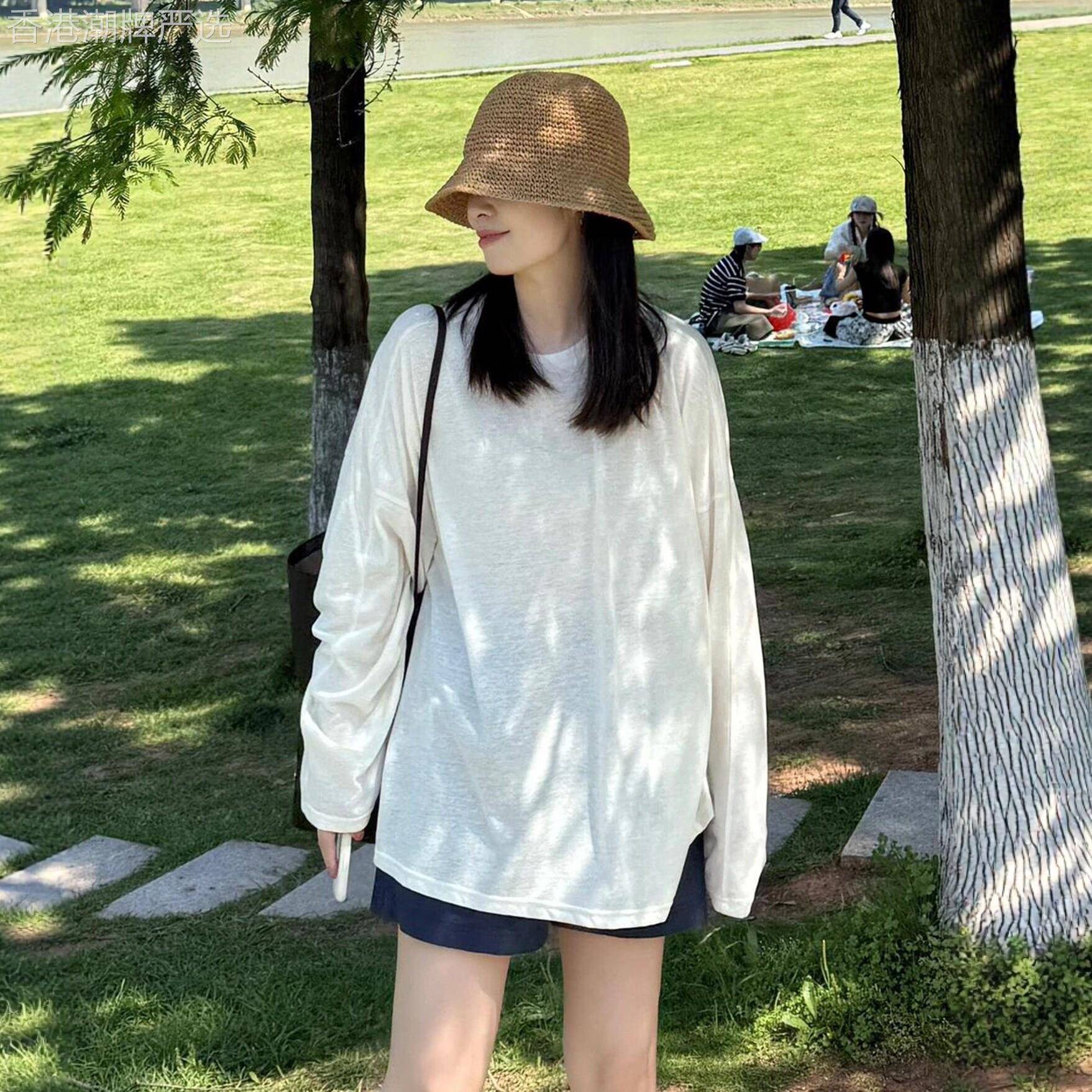 防晒罩衫女夏季薄款2026新款慵懒风宽松简约百搭休闲长袖上衣