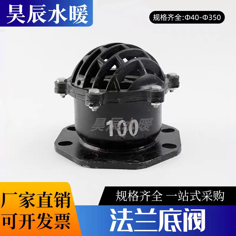 H42X-6-10-16法兰底阀DN50单向阀DN80止回阀碳钢水泵DN100底阀