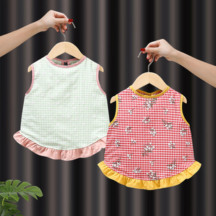 围兜婴儿辅食罩衣女宝宝吃饭罩衣防水夏季儿童围兜纯棉反穿衣饭兜