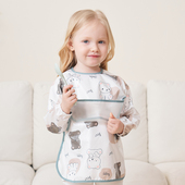 宝宝吃饭罩衣防水防脏护衣婴儿辅食围兜儿童围裙幼儿园饭兜反穿衣