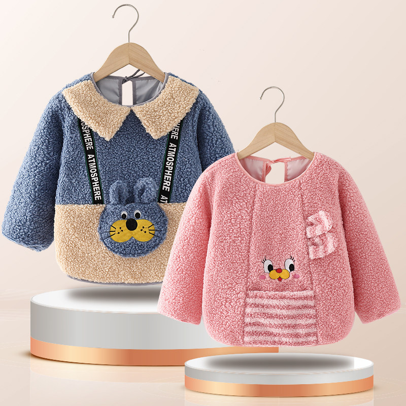 泰迪绒罩衣宝宝秋冬外穿洋气可爱男女婴儿小孩吃饭儿童羽绒服围兜,童装/婴儿装/亲子装,反穿衣/罩衣,淘宝优惠券,粉丝福利购,淘宝优惠卷