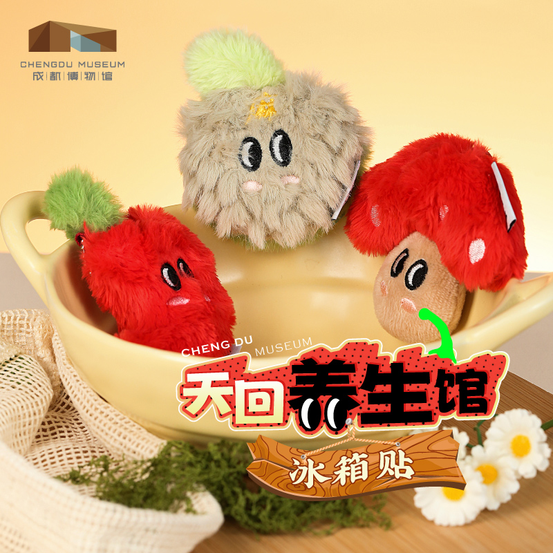 天回养生馆药材毛绒冰箱贴