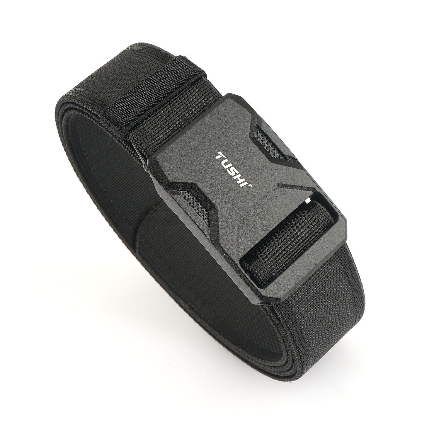 窄款磁吸快脱扣合金弹力战术腰带磨砂可剪调松紧长度皮带男女款