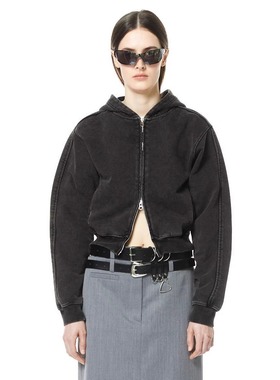 韩国设计师LCDC复古做旧拉链连帽卫衣女宽松休闲百搭短款外套