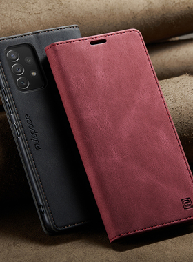 适用于三星A53手机壳全包镜头防摔5G保护壳插卡支架Samsung A53card wallet case cover新GalaxyA33翻盖皮套