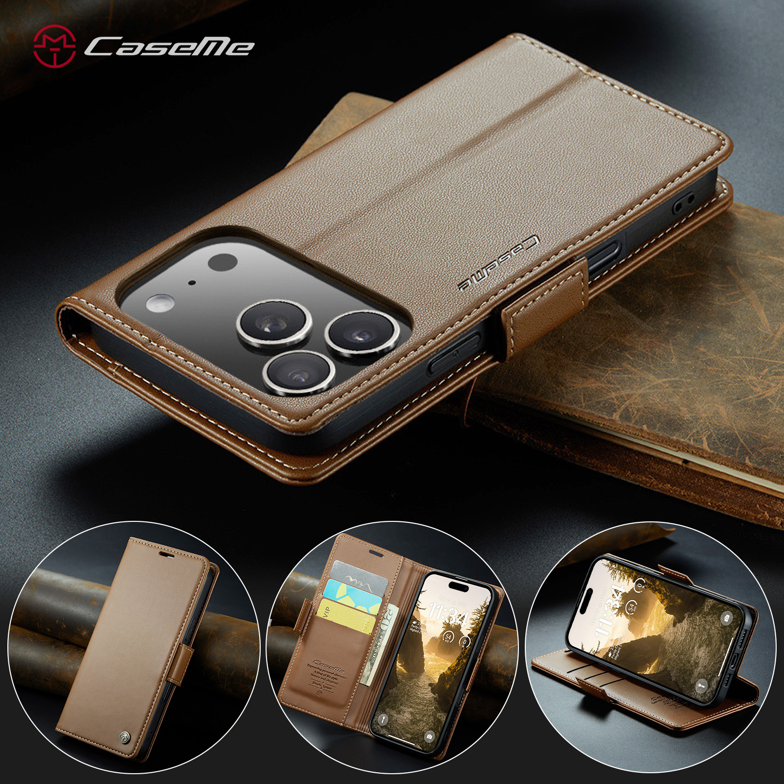 苹果系列侧边磁吸扣翻盖皮套