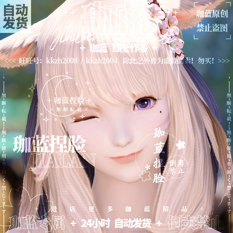 【珈蓝】最终幻想14 ff14捏脸数据脸型 猫魅族猫女猫娘 异瞳 鑫漓 商务/设计服务 设计素材/源文件 原图主图