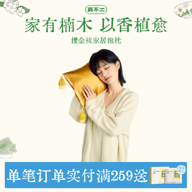 真不二攒金枝抱枕居家枕头家用香养生腰靠靠背办公