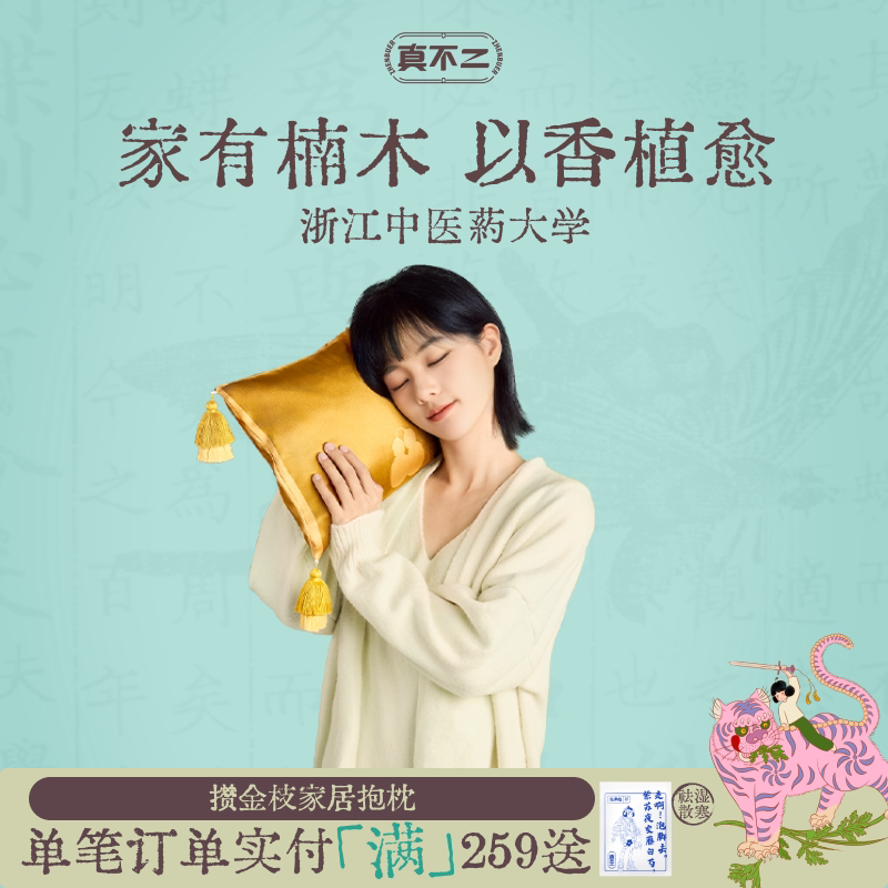 真不二攒金枝抱枕居家枕头家用香养生腰靠靠背办公