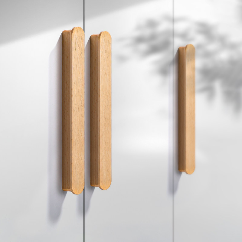 原木拉手长实木门把手柜子木头抽屉衣柜柜门木质拉手现代简约高档