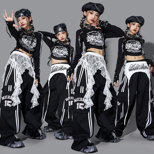 女童爵士舞演出服女孩练功舞蹈衣服上衣儿童街舞服装少儿裤子套装