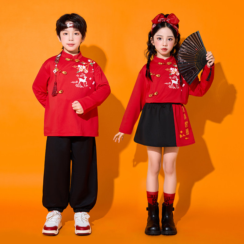儿童元旦演出服中国风装合
