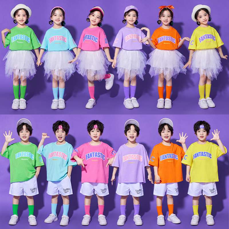 儿童啦啦队演出服小学生运动会开幕式班服纱裙套装六一女童表演服
