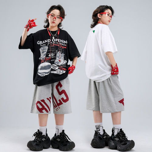 街舞儿童潮服男短袖裤套装