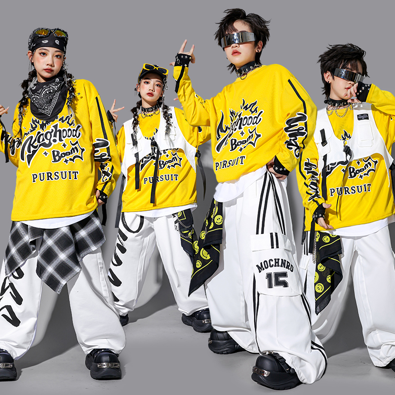 儿童hipo街舞演出服少马甲