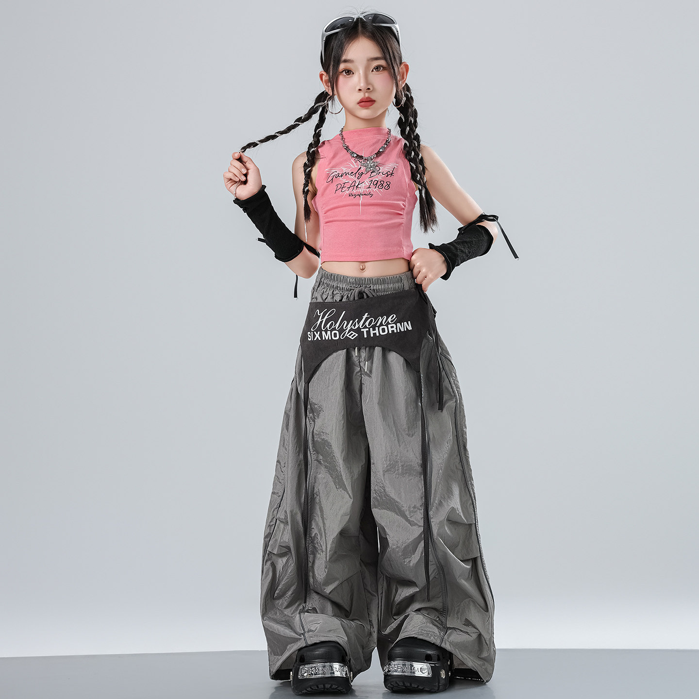 女童爵士舞表演潮酷韩版套装