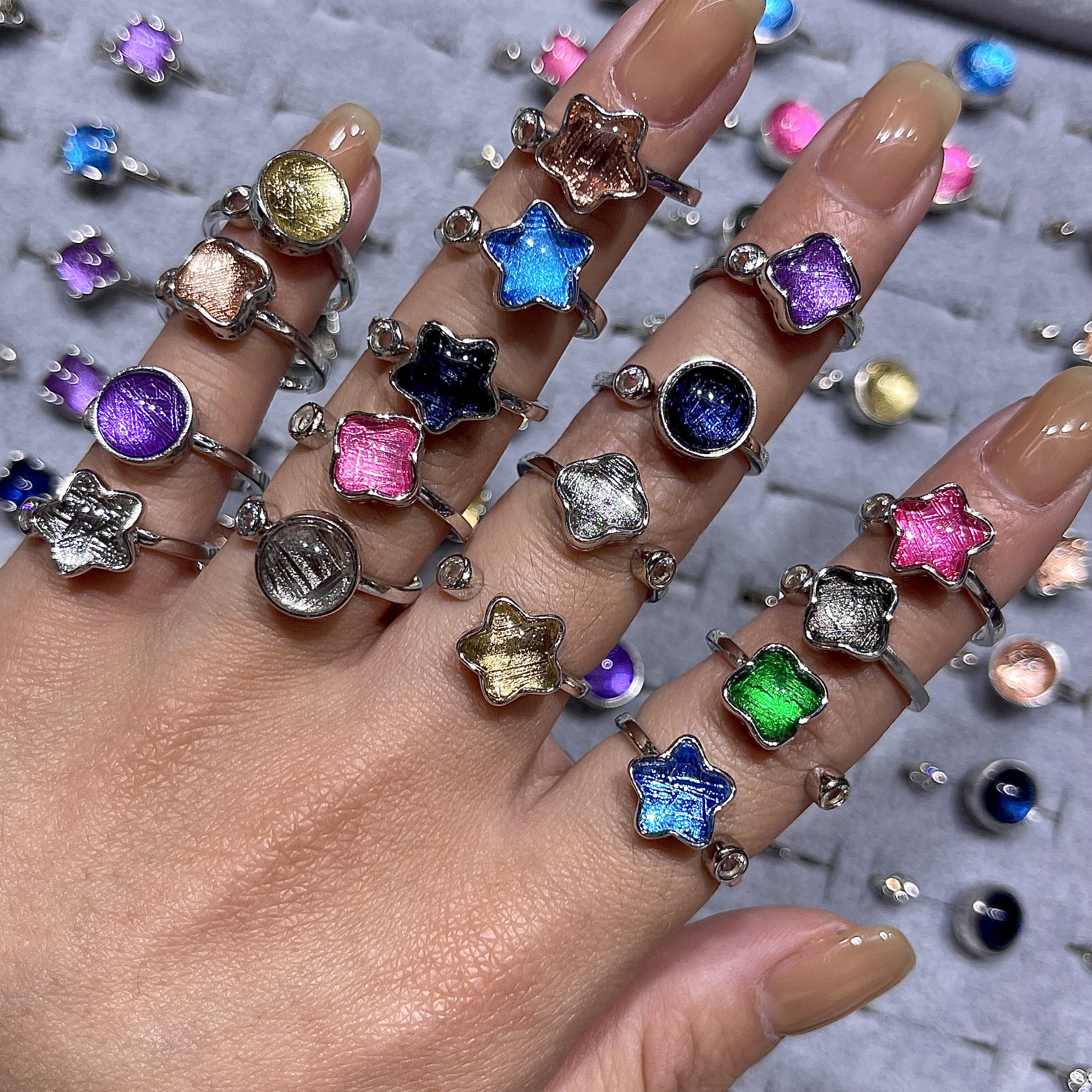 Wear a Star: Gibeon Meteorite & S925 Silver Ring & Earrings Set - Product image 5