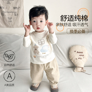 加厚秋衣卡通 外穿保暖上衣宝宝洋气百搭打底衫 儿童长袖 T恤秋冬季