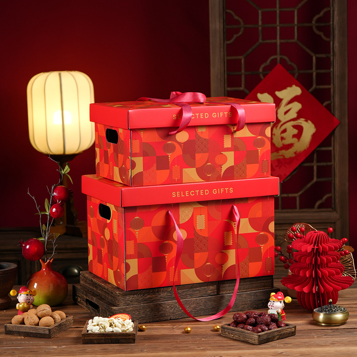 新年款礼品盒年货特产大礼包坚果水果礼品盒高档礼品包装盒子现货