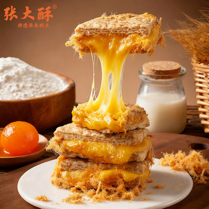 张大酥肉松蛋黄方块酥咸味早餐饼干传统纯手工点心小吃办公室零食