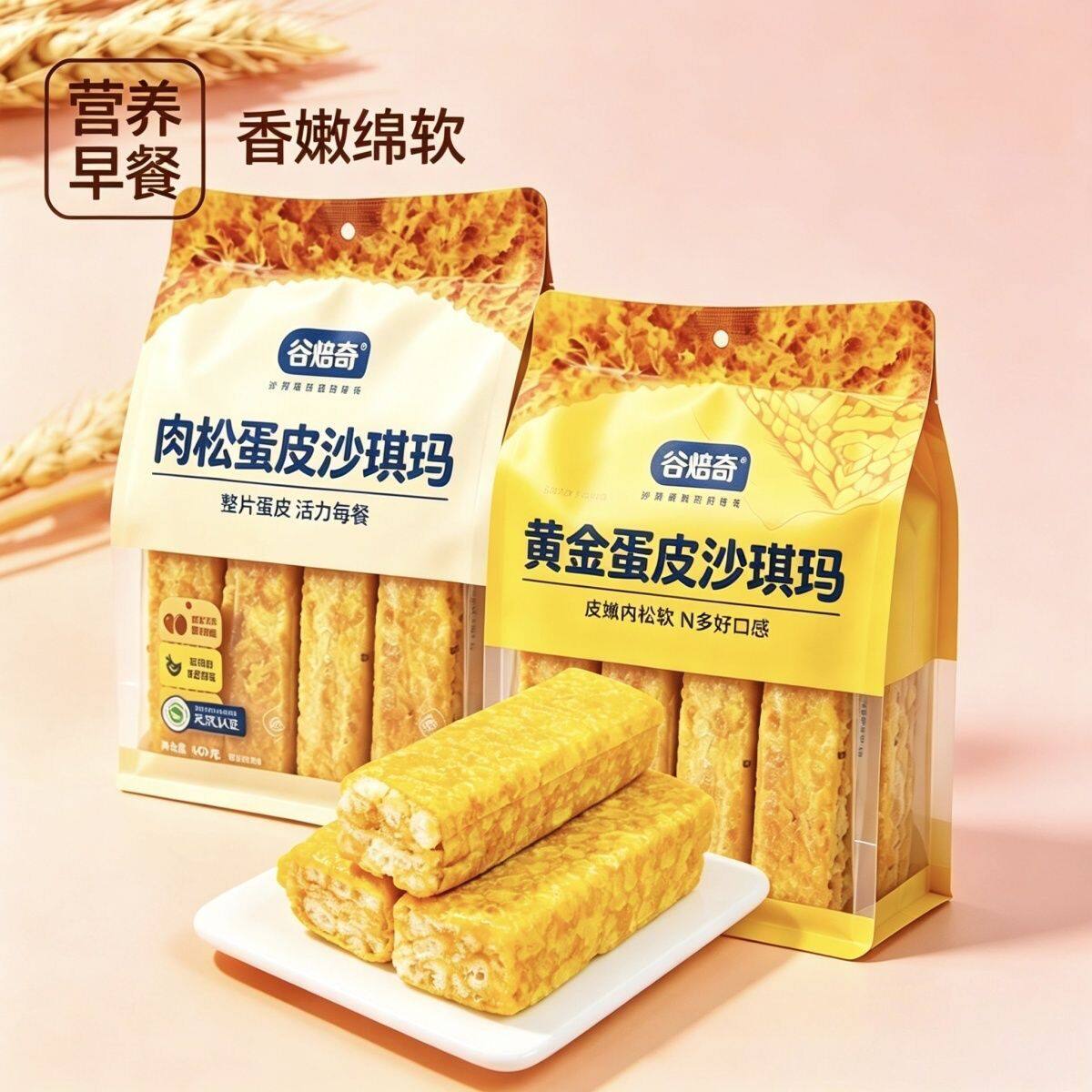 谷焙奇肉松蛋皮沙琪玛400g袋装早餐下午茶糕点心零食小吃萨其马