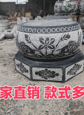 青石柱墩底座石墩子垫基石柱脚石雕柱皮圆墩空心石柱础柱顶石庭院