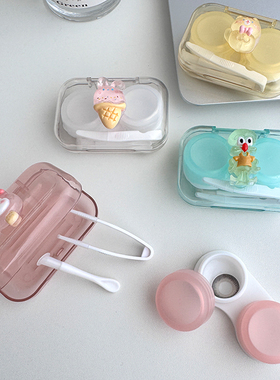 安瞳隐形眼镜盒便携可爱美瞳盒子摘戴工具辅助器护理收纳盒伴侣盒