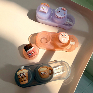 安瞳隐形眼镜盒便携抽屉式可爱美瞳盒子摘戴工具取戴器夹子收纳盒