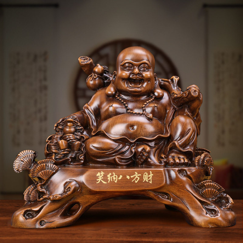 笑纳八方财弥勒佛像摆件大号现代中式家居饰品开业搬家礼物