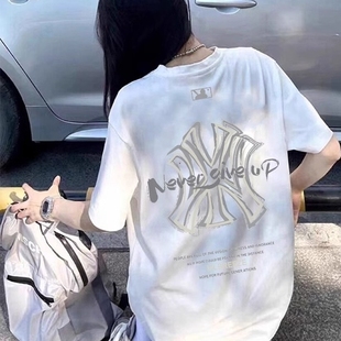 上衣 奥特莱斯重磅纯棉短袖 t恤男女同款 夏季 宽松休闲百搭圆领半袖