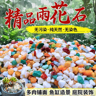 天然雨花石鱼缸造景底砂多肉盆栽花盆透气石鹅卵石装饰彩色小石头