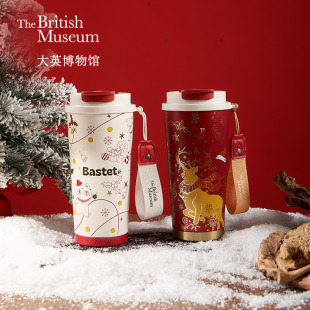 大英博物馆圣诞祝福大容量便携保温杯咖啡杯圣诞礼物生日礼物女生
