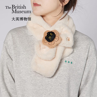 大英博物馆巴斯特系列萌猫蝴蝶结公仔可爱毛绒围巾新款生日礼物女