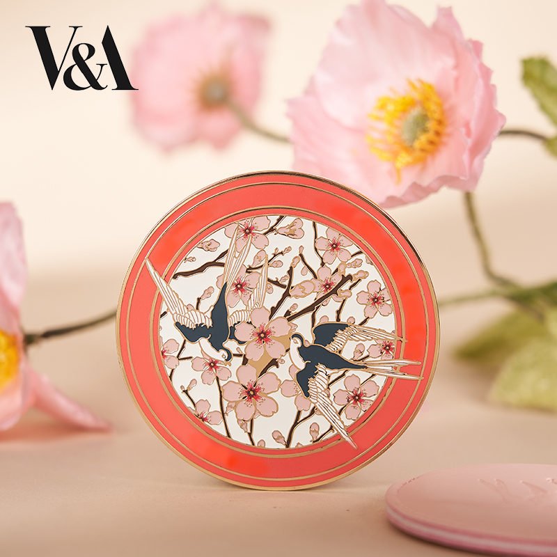 V&A博物馆工艺美术系列杏林春燕金属手持化妆镜送闺蜜生日礼物女