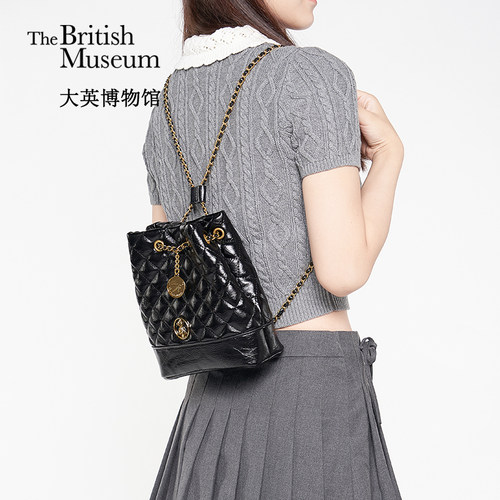 大英博物馆盖亚安德森猫系列格纹流浪包链条单肩包送女友七夕礼物