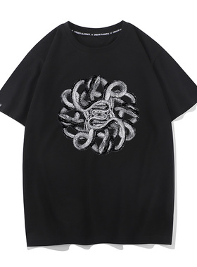 复古大爆炸vintage old school上衣毒蛇t恤男ins潮短袖打底衫